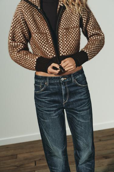 CONTRAST KNIT FAUX FUR BOMBER JACKET - Brown by Zara - Image 1