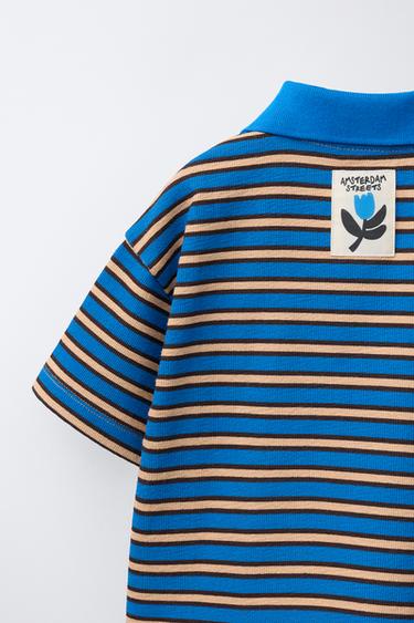 STRIPED TOWELLING POLO SHIRT - Bluish by Zara - Image 3