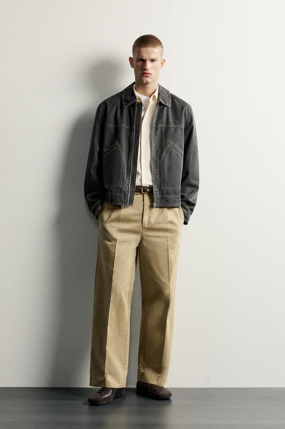 CAZADORA CROPPED FIT PESPUNTES CONTRASTE - Gris antracita de Zara - Imagen 0