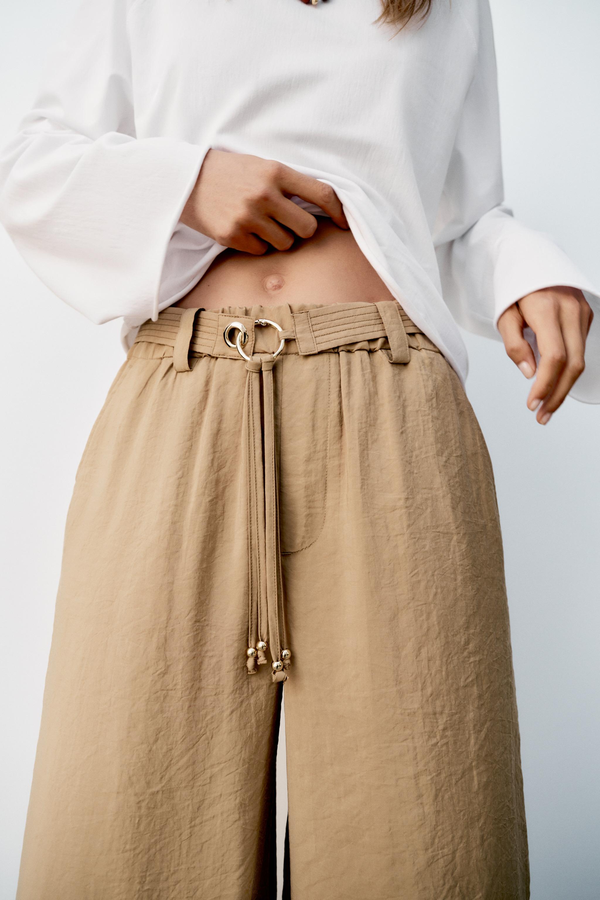 Женские брюки Zara STRAIGHT LEG PANTS WITH BELT — фото 4