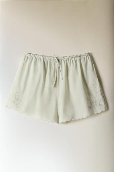 SHORT COTON BRODERIES - Vert clair de Zara - Image 5