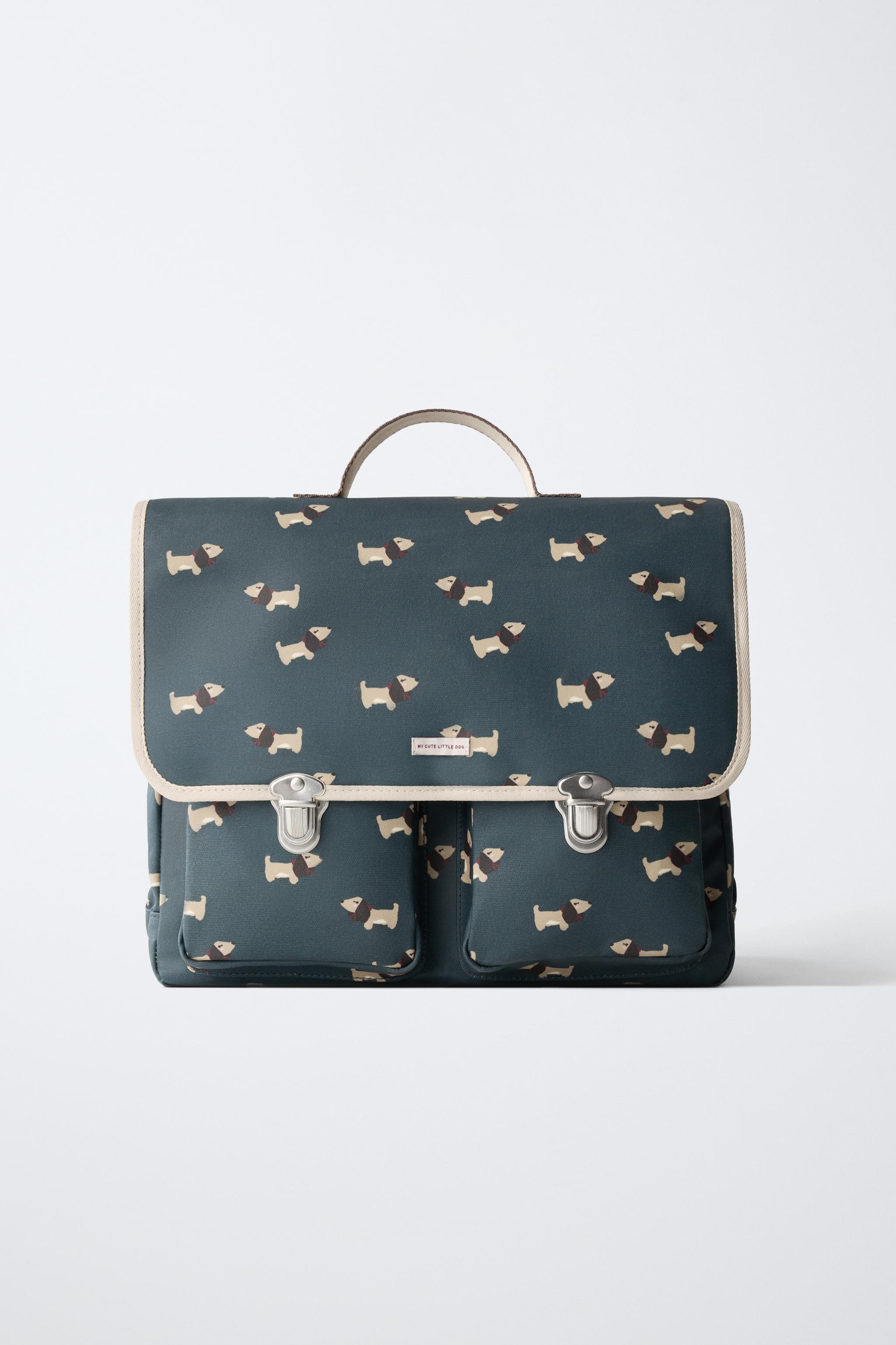 PUPPY PRINT CONVERTIBLE BACKPACK — Blue