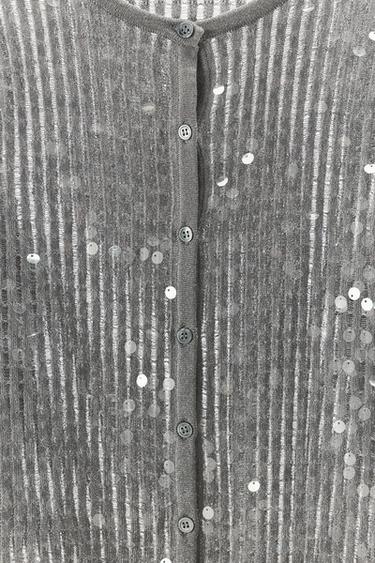 SEQUIN KNIT CARDIGAN - Grey marl by Zara - Image 8