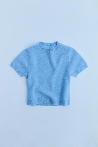 WOOL AND CASHMERE KNIT SWEATER - Blue by Zara