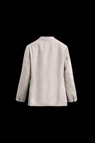 Zara 100% LINEN SUIT BLAZER - Light beige