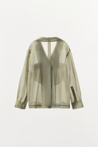STRIPED SILK BLEND SHIRT - Stripes by Zara - Image 4