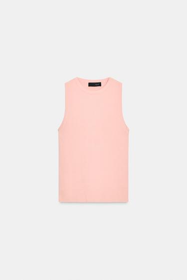 SLEEVELESS KNIT TOP - Chalk pink by Zara