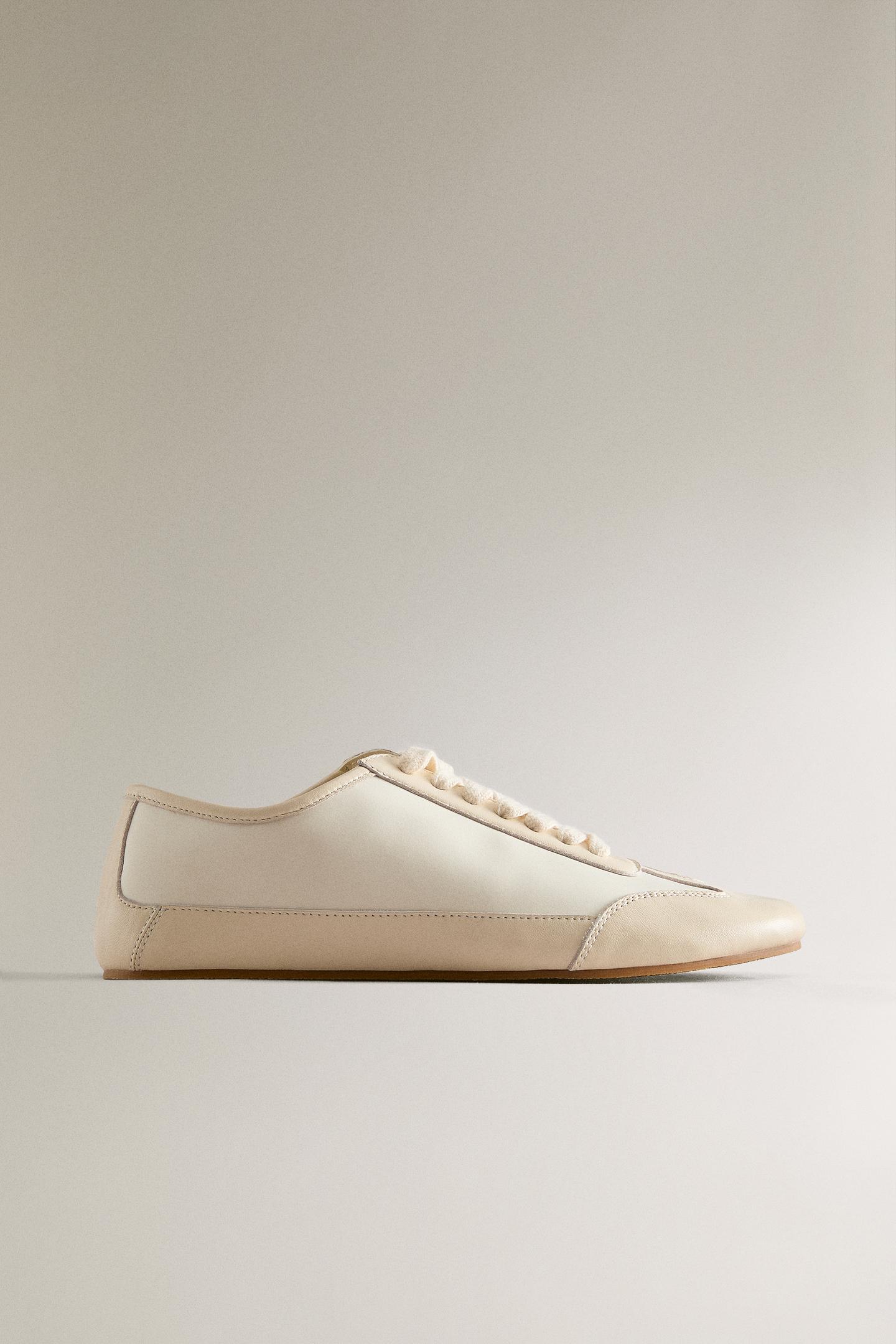 Женские кроссовки Zara Leather Sports, цвет: Бежевый