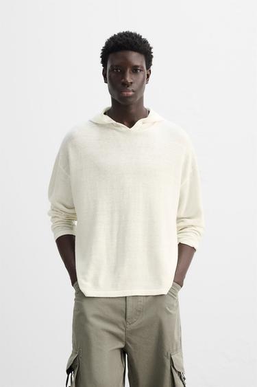 LINEN/WOOL HOODIE - Ecru by Zara - Image 1