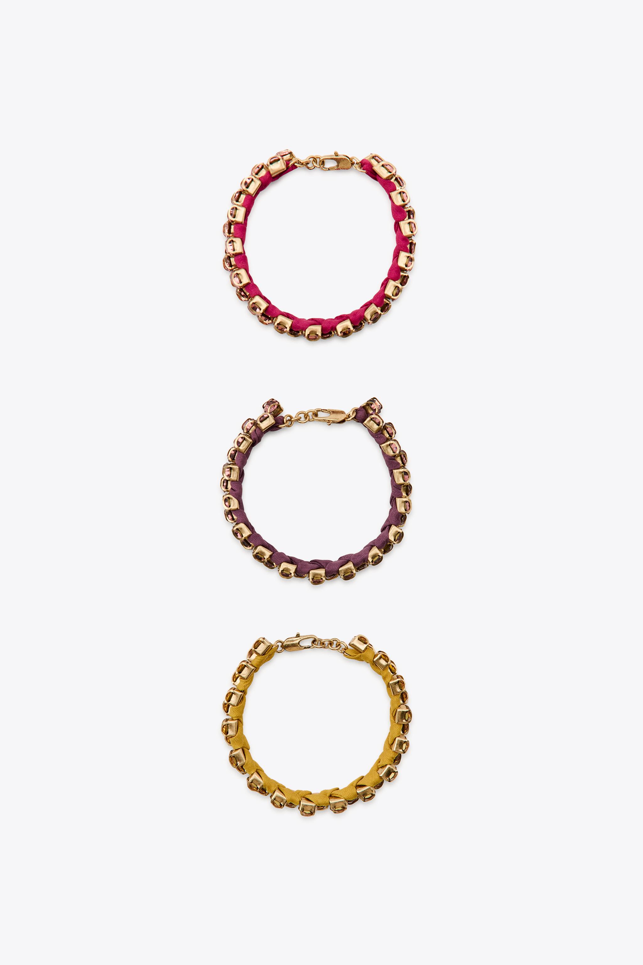 3-PACK OF WOVEN JEWEL BRACELETS - Multicolored | ZARA United