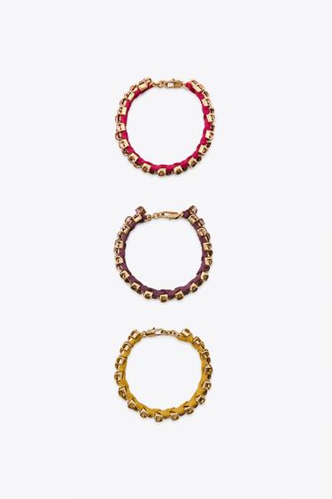 PACK OF 3 GEM WOVEN BRACELETS - Multicoloured by Zara - Image 0
