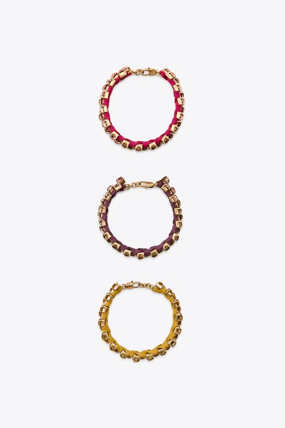 3-PACK OF WOVEN JEWEL BRACELETS