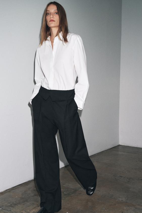 PANTALON TAILLE À REVERS AVEC LAINE ZW COLLECTION