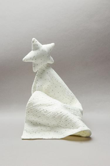 Zara TEXTURED STAR LOVEY SECURITY BLANKET - Ecru