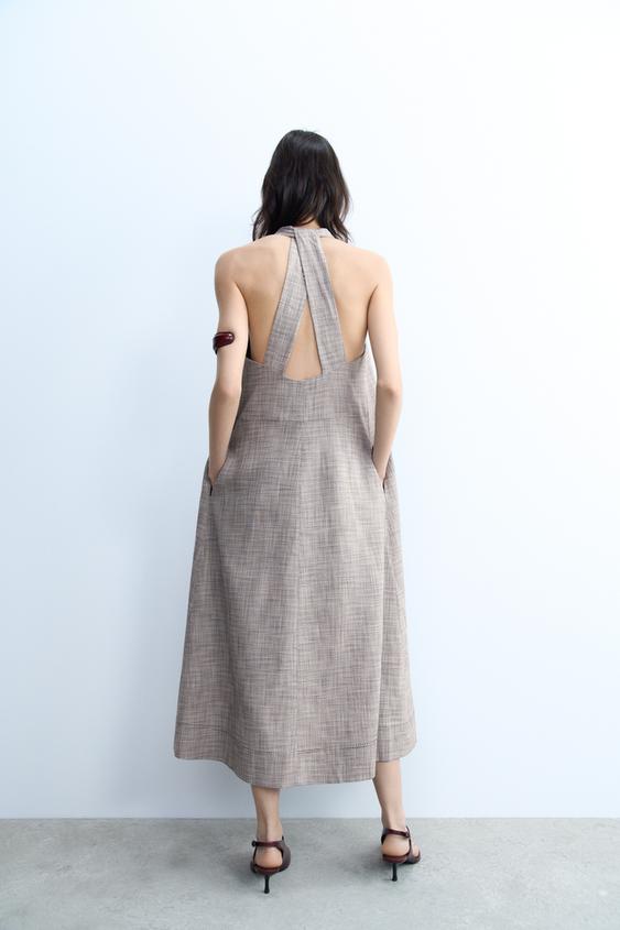 ZW COLLECTION MIDI ŠATY - hnědá/bílá od Zara - Obrázek 3