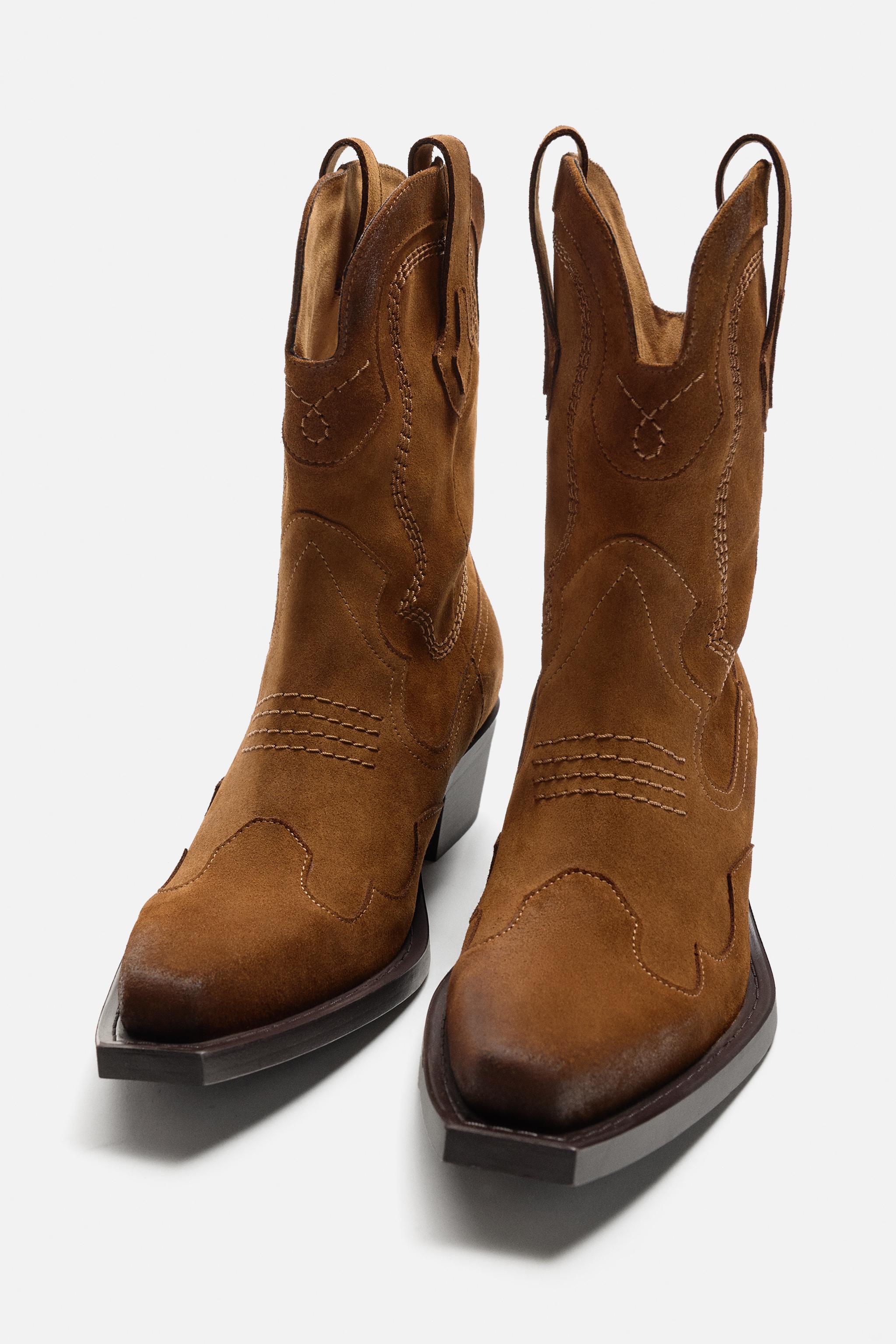 ☆ドイツ発*ZARA*新作*本革カウボーイブーツ/DARK TAN☆ ☆ドイツ発*ZARA*新作*本革カウボーイブーツ/DARK TAN☆