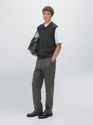 Zara Straight-leg wool blend trousers - Anthracite Gray - Image 0
