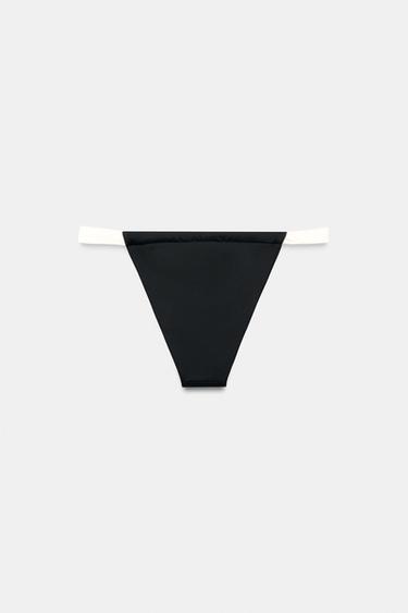 BRAGUITA BIKINI CORTINILLA CONTRASTE - Negro de Zara