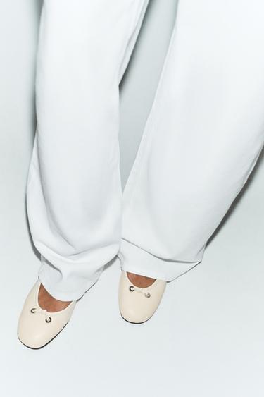 WEDGE SLINGBACK BALLET FLATS - White by Zara