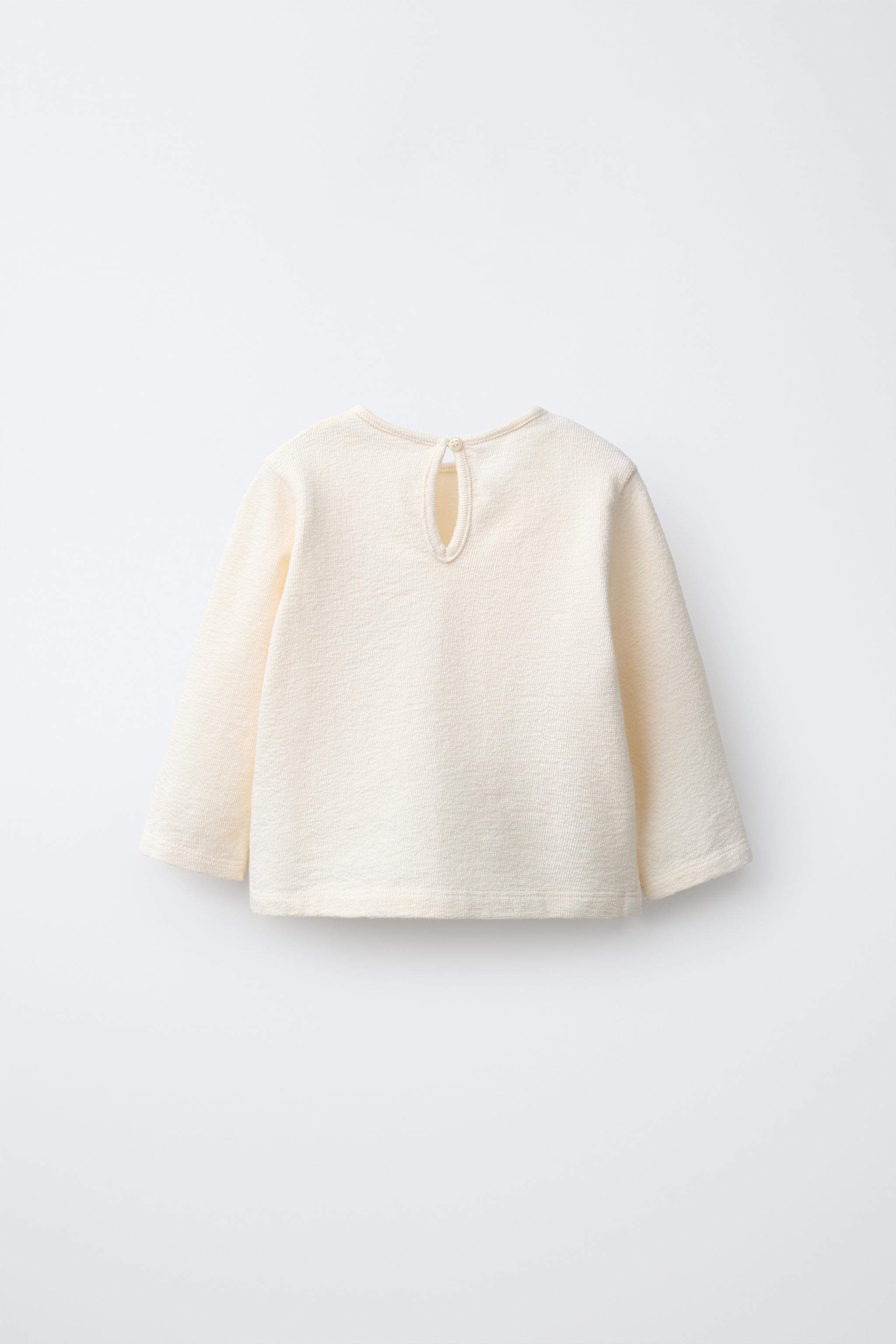 EMBROIDERED DETAIL T-SHIRT — Light ecru