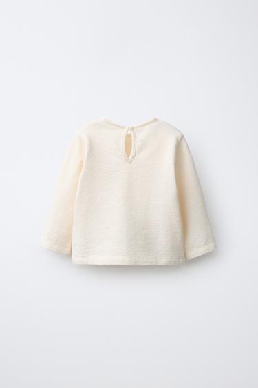 EMBROIDERED DETAIL T-SHIRT — Light ecru 2