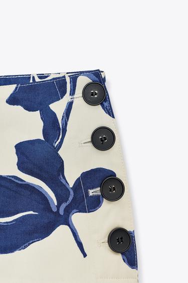 ZW COLLECTION FLORAL MIDI SKIRT - Ecru / Blue by Zara - Image 8