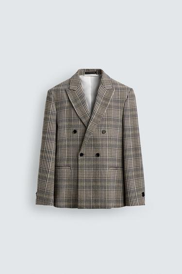 ДВУБОРТНЫЙ БЛЕЙЗЕР В КЛЕТКУ — РЫЖЕВАТО-КОРИЧНЕВЫЙ от Zara