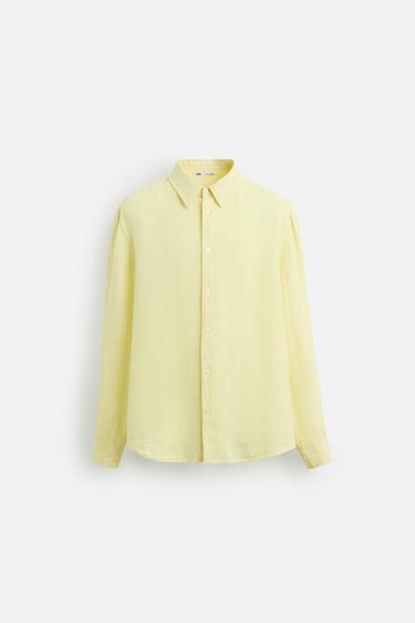 100% LINEN SHIRT - Yellow by Zara