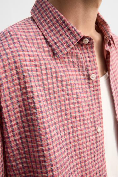 SEERSUCKER CHECK SHIRT - Pink by Zara - Image 6