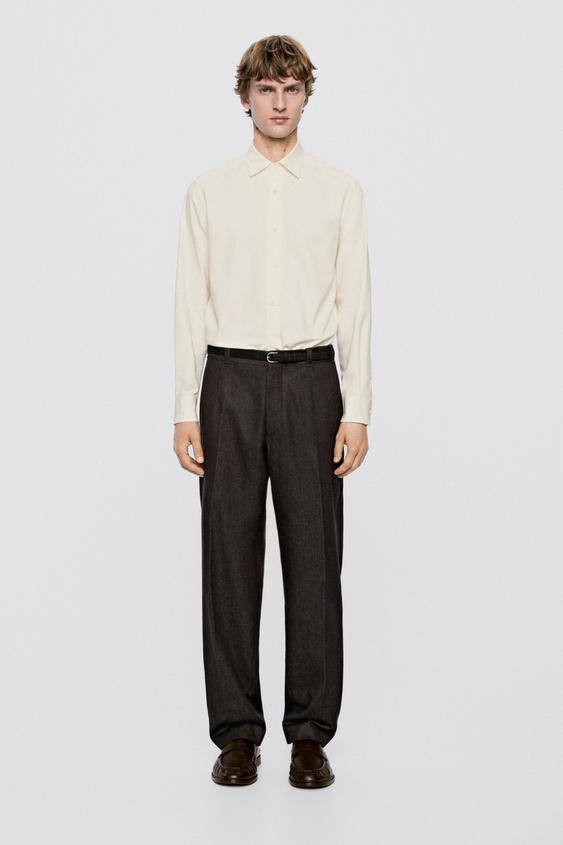 Zara Regular fit cotton blend shirt - LIMITED EDITION - Ivory - Image 0