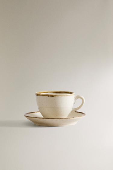 ΦΛΙΤΖΑΝΙ ΤΣΑΓΙΟΥ ΑΠΟ ΠΟΡΣΕΛΑΝΗ ΜΕ ΠΑΛΑΙΩΜΕΝΟ ΧΕΙΛΟΣ - Ανοιχτό εκρού του Zara