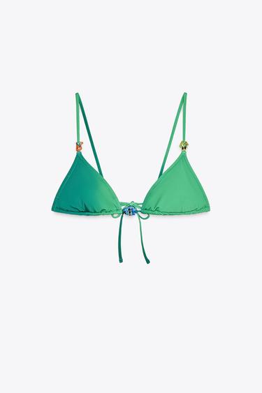 FISH TRIANGLE BIKINI TOP - Green by Zara - Image 4