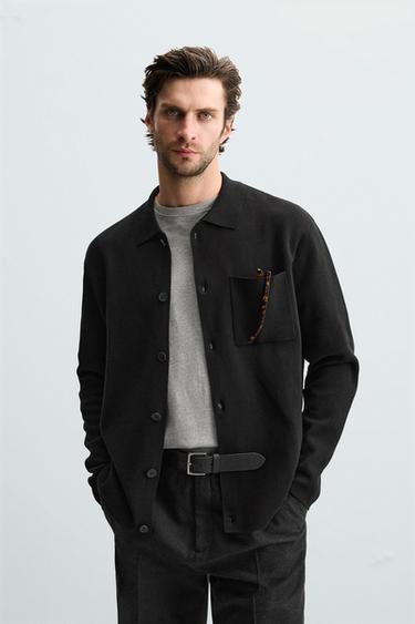 CÁRDIGAN ALGODÓN BOLSILLO - Negro de Zara