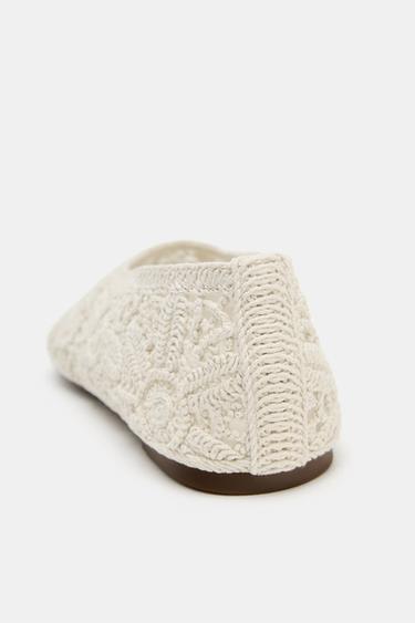 FLORAL CROCHET BALLET FLATS - Ecru by Zara - Image 4