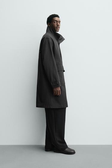 WAXED FINISH TRENCH COAT - Dark grey by Zara - Image 3