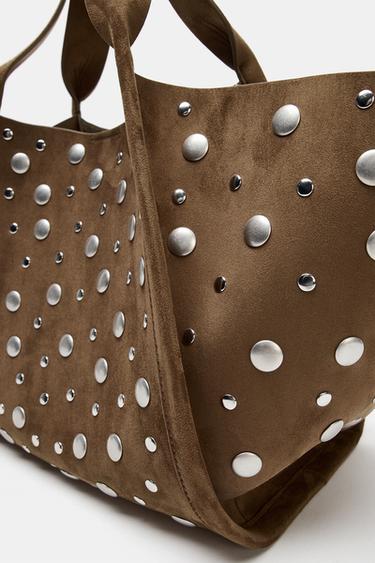 STUDDED CITY BAG - Brown by Zara - Image 3