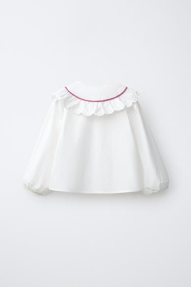 CONTRAST PETER PAN COLLAR SHIRT — White 2