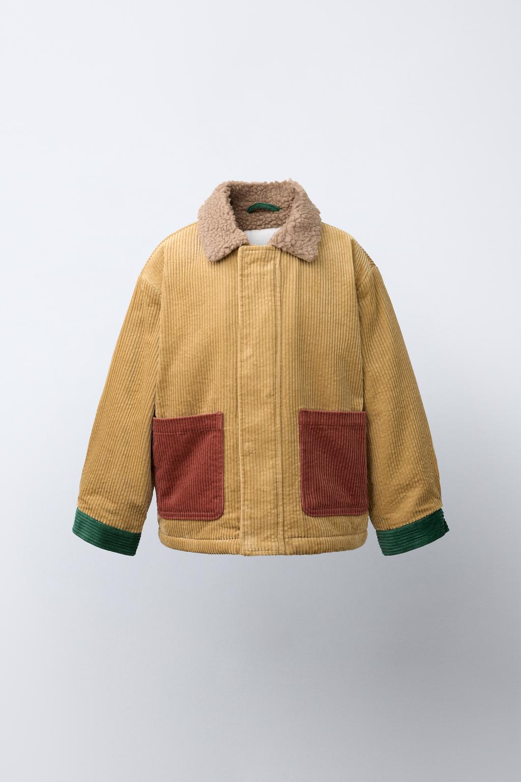 COLOUR BLOCK CORDUROY JACKET WITH FLEECE
