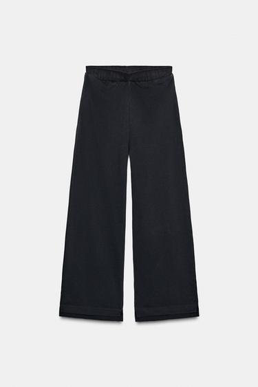 Zara WASHED EFFECT COMBINATION PANTS - Charcoal