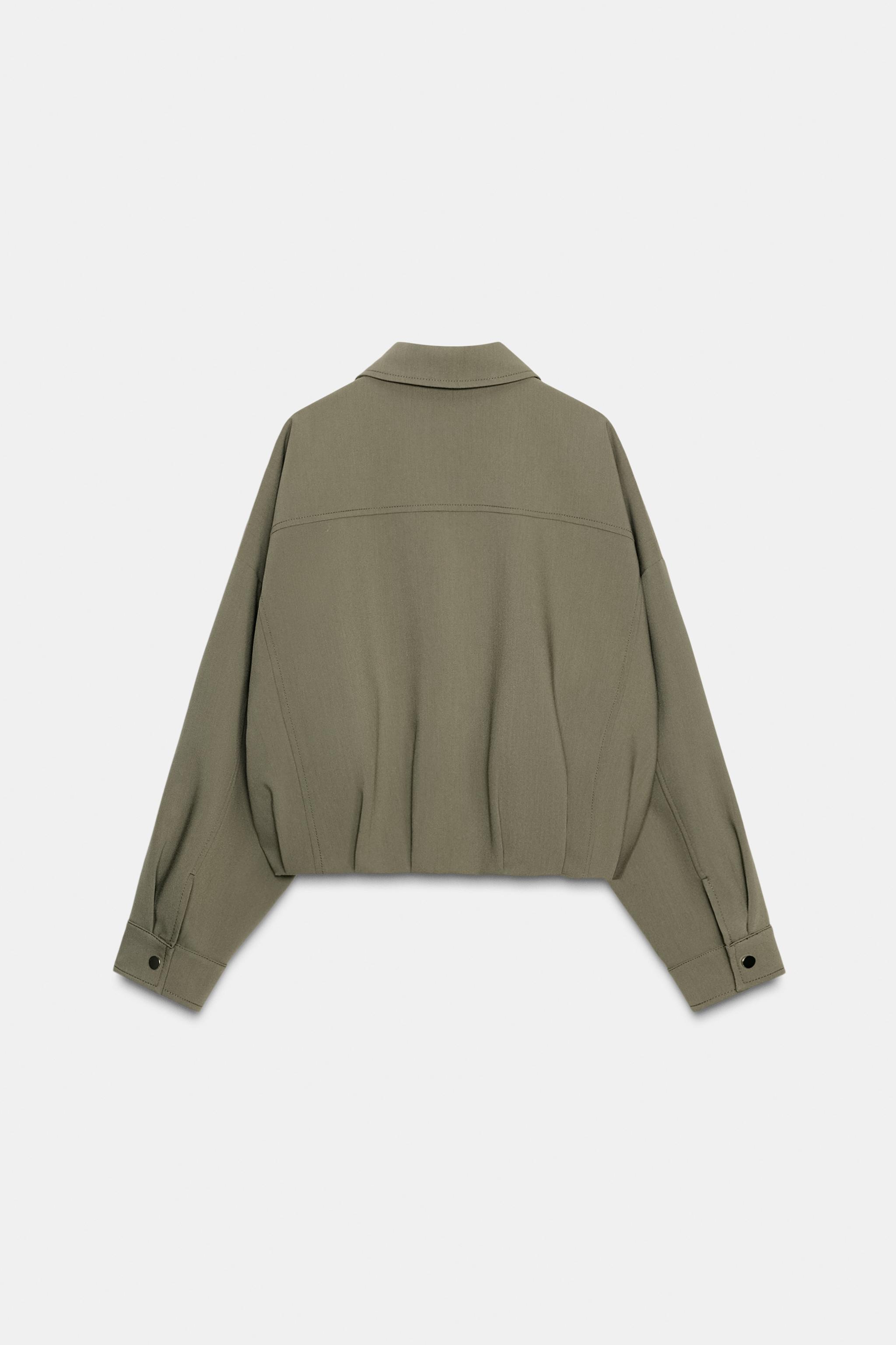PLEATED HEM BOMBER JACKET