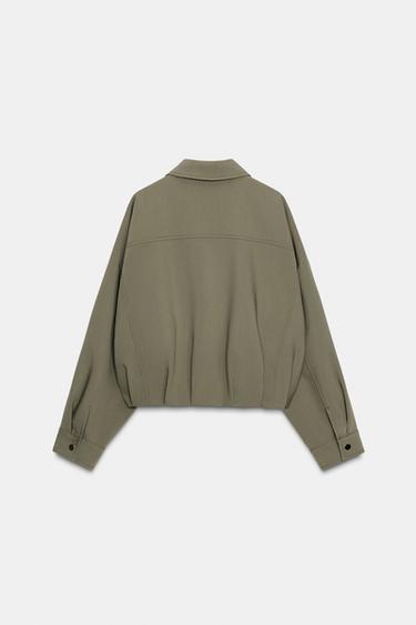PLEATED HEM BOMBER JACKET - Khaki by Zara - Image 7