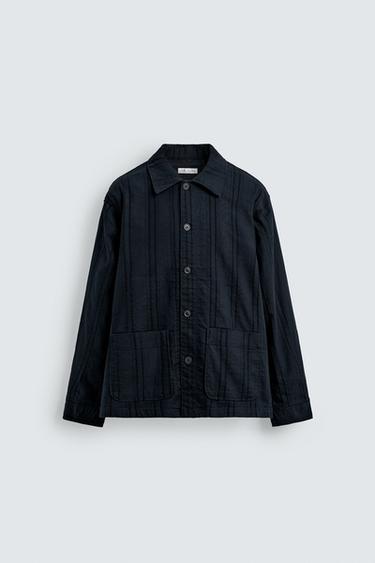 JACQUARD-STREIFEN-OVERSHIRT - Marineblau von Zara