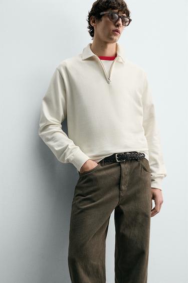SWEAT POLO À ZIP - Écru de Zara - Image 6