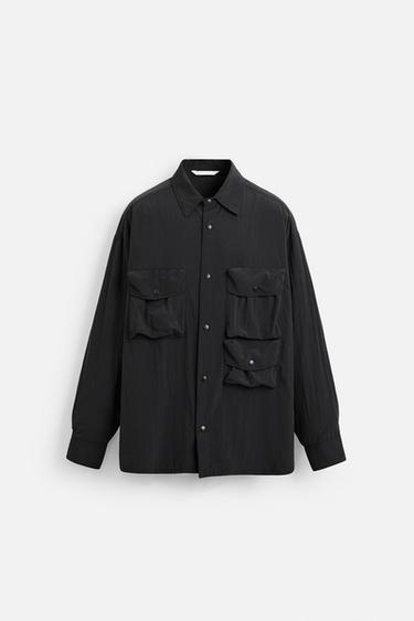 CHEMISE FLUIDE À POCHES UTILITAIRES - Noir de Zara - Image 8