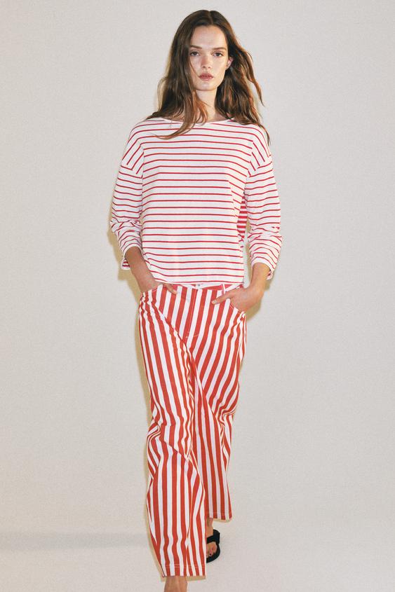CAMISETA RÚSTICA RAYAS - Raya Roja de Zara - Imagen 0