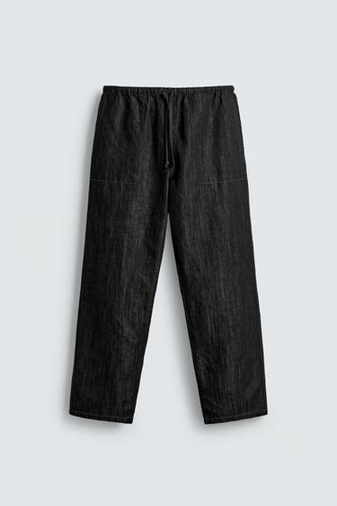 Zara RELAXED FIT JOGGER JEANS - Black