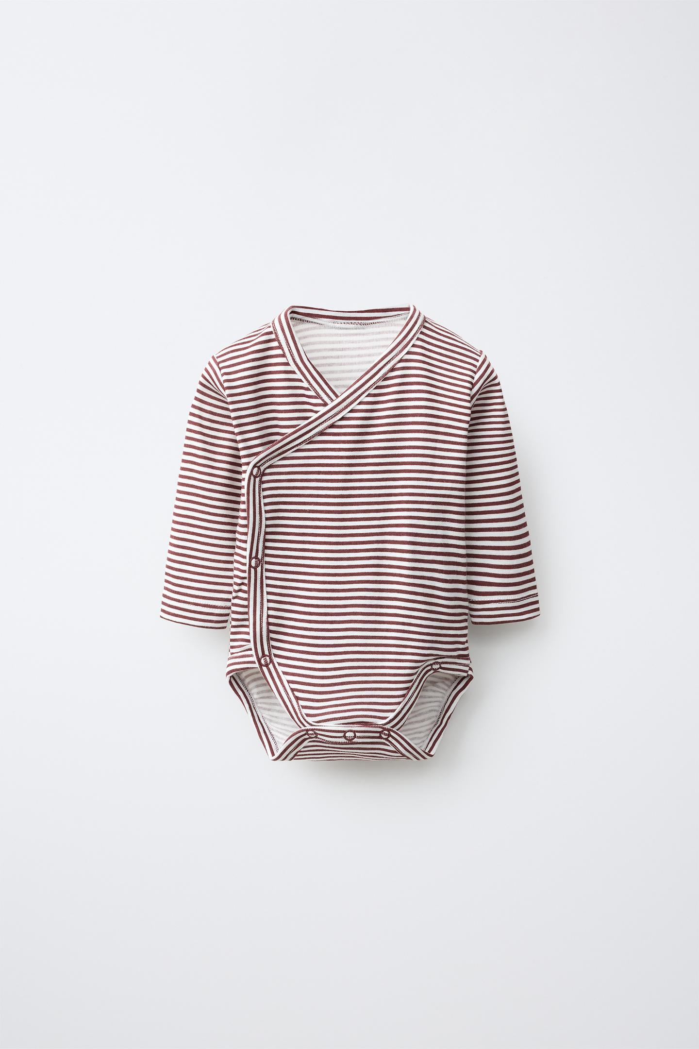 Бельё Bodysurits для детей, с запахом, в полоску, 3 шт. — Zara, цвет: Пыльный розовый — фото 2