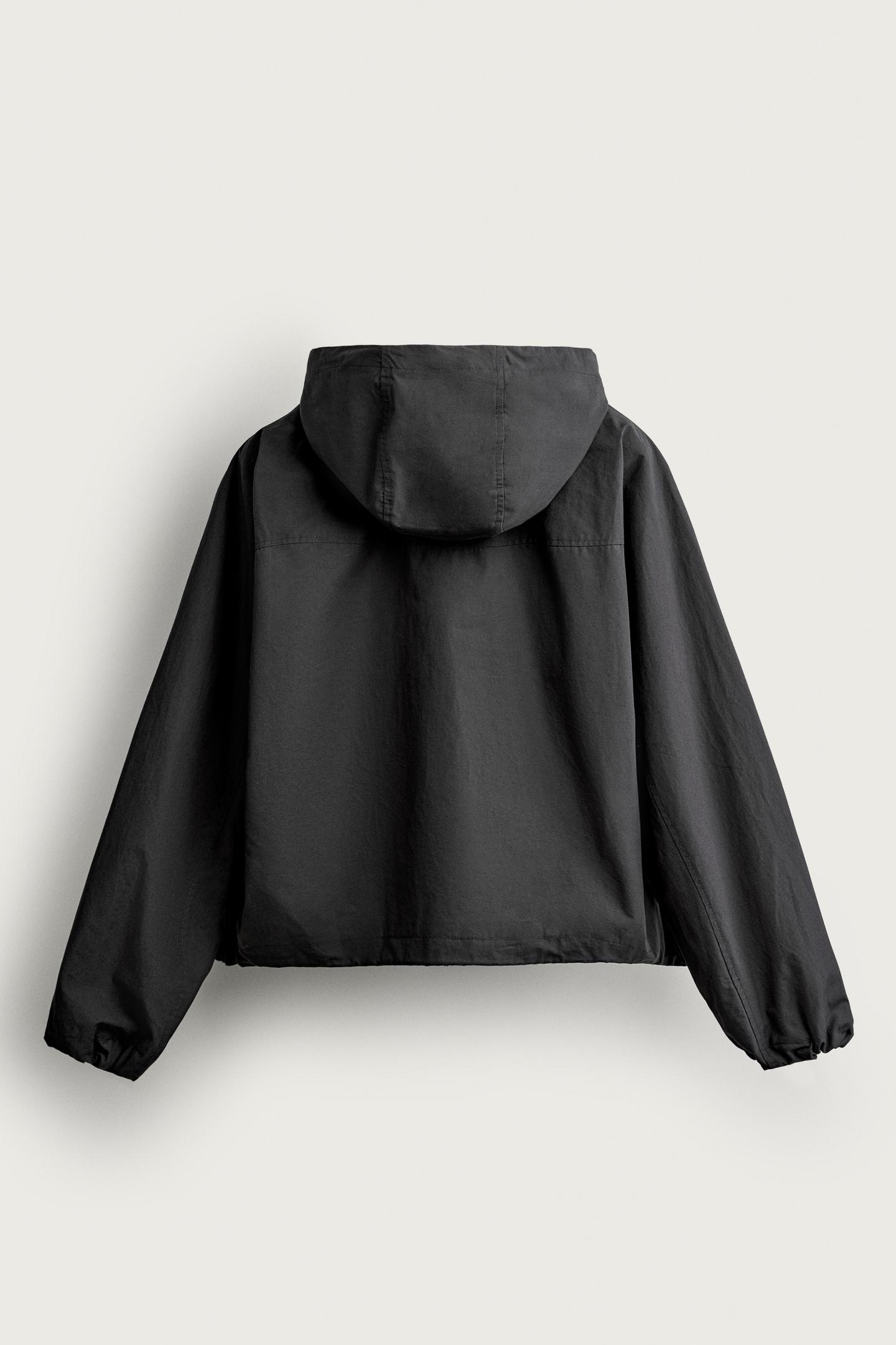 Мужская куртка Zara Cropped Technical Hoodie Jacket, цвет: Чёрный — фото 10