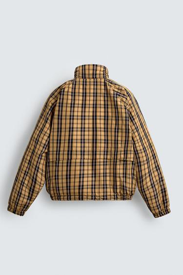 BLOUSON TECHNIQUE À CARREAUX COUPE CARRÉE - Jaune de Zara - Image 7