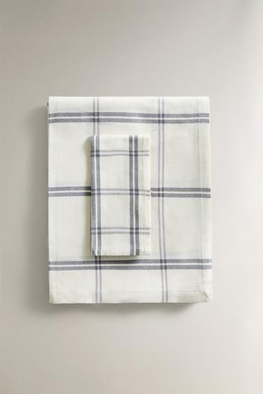 TOALHA DE MESA DE ALGODÃO XADREZ - Azul / Cinza da Zara